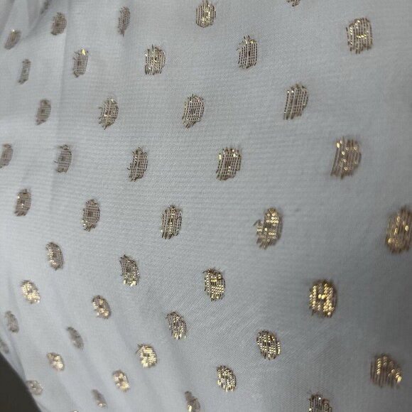 Lulus Shining Sight White Metallic Gold Polka Dot One-Shoulder Midi Dress Medium - Picture 4 of 14